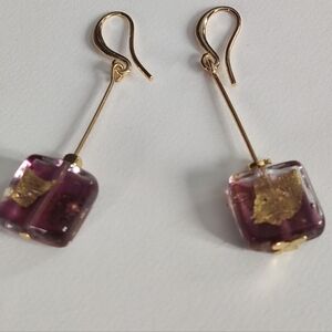 Elegant Gold and Purple Earrings